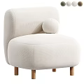 Modern Beige Upholstered Accent Chair With Spherical Pillow And Wooden Legs