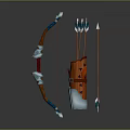 Traditional Decorative Bow And Arrows With Blue Orange Details For Weapon Collection