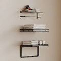 Wall Mounted Bathroom Shelves With Stacked White Towels And Toiletries