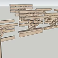 Wooden Architectural Component With Intricate Beam Joint And Block Assembly Structure 3d model