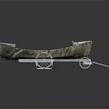 Traditional Wooden Boat With Wheeled Carriage Structure And Wooden Planks Design