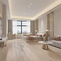 Elegant Modern Hotel Guest Room With Comfortable Bed Sofa Large Window And Wooden Flooring