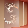 Beige And Orange Background Wall With Spiral Dot Pattern In Indoor Corner 3d model