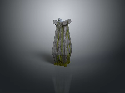 Scenic Urban Landscape Featuring Gray Geometric Sculpture With Yellow Accents And Reflections 3d model