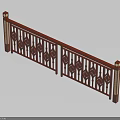 Elegant Decorative Brown Wooden Railing with Intricate Carved Patterns and Posts