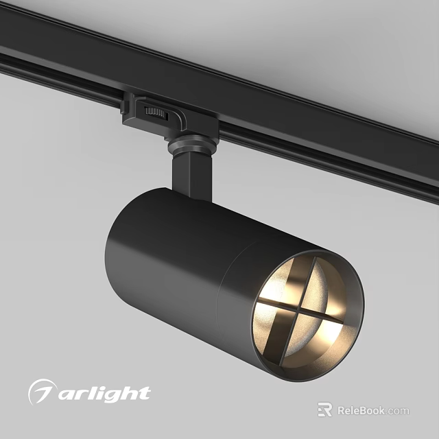 Black Track Mounted Downlight Spotlight With Modern Design And Warm Light 3d model 