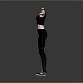 Black Sports Bra Leggings And Sneakers Sporty Casual Outfit On Model