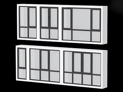 Modern Casement Windows Featuring Multiple Panel Designs And Sleek Frame Structures 3d model