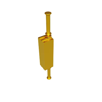 Golden Mechanical Metal Component Featuring Cylindrical Top And Rectangular Body 3d model