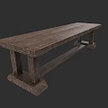 Dark Wooden Dining Table Set Featuring Long Surface And Sturdy Leg Structure