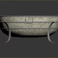 Vintage Metal Brazier Household Item with Burning Logs and Metal Stand
