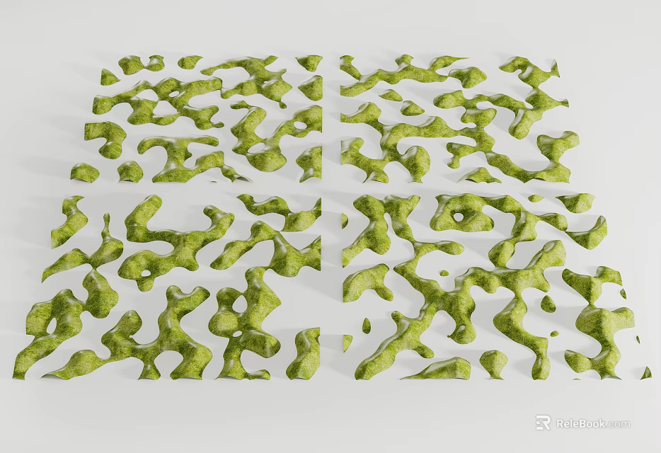 Organic Green Garden Landscape Design With Irregular Shapes And Natural Interlaced Structures 3d model 