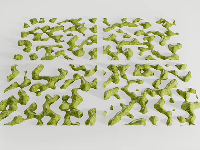 Organic Green Garden Landscape Design With Irregular Shapes And Natural Interlaced Structures 3d model