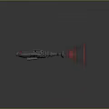 Futuristic Sci Fi Weapon Gun With Metallic Design Red Laser Beam Chain And Glowing Rings