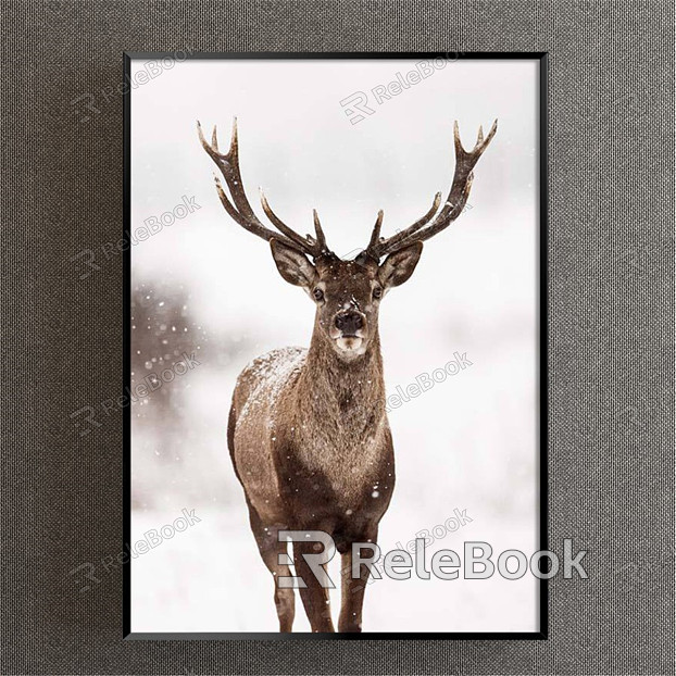 Modern Animal Painting Brown Bedroom Animal Deer Decorative Painting model