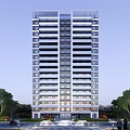 Modern High Rise Residential Building With Glass Windows And Surrounding Trees