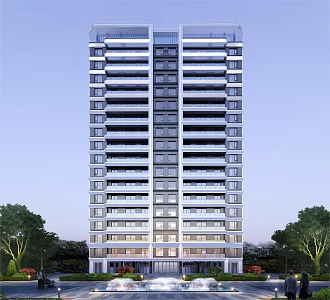 Modern Residential Building High-rise Residential Building 3d model