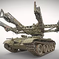 Military Tank With Extended Mechanical Bridge Arms Tracked Armored Weapon Vehicle Design