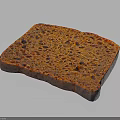 Square Baked Toast Slice With Porous Golden Orange Red Crusty Surface Texture