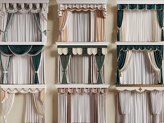 European Curtain French Curtain American Curtain Fabric Curtain Pleated Curtain Gauze Curtain 3d model
