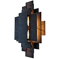 Modern Geometric Wall Lamp With Dark Panel And Wooden Frame Design