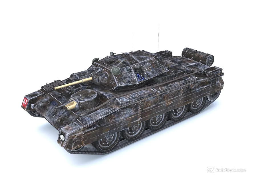 Military Tank With Textured Armor Cannon Tracks And Turret Design 3d model 