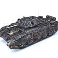 Military Tank With Textured Armor Cannon Tracks And Turret Design