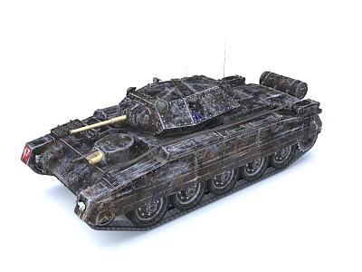Military Tank With Textured Armor Cannon Tracks And Turret Design 3d model