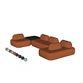 Contemporary Modular Sofa Design With Orange Gray Upholstery And Comfortable Living Room Seating