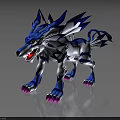 Blue And White Fantasy Wolf With Spiked Mane And Pink Claws