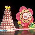 Striped Christmas Tree With Yellow Bow Flower Shaped Decoration Cake Design Photo Spot