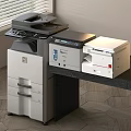 Modern Office Appliances Including Multifunction Copier And Laser Printer On Desk 3d model