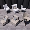 Modern Single Sofa Designs With Light Fabric Cushions Wooden Legs And Gray Floor