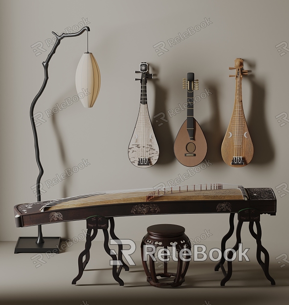 New Guzheng Pipa Floor Lamp Guqin Traditional Musical Instrument model