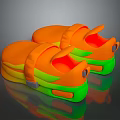 Bright Orange And Green Casual Sandals With Velcro Straps Comfortable Design