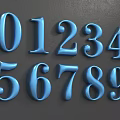 Blue 3D Digital Numbers Design with Glossy Surface on Dark Background