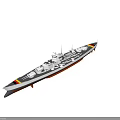 Detailed Warship Model With Main Guns Turrets Deck Structure And Hull Design