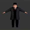 Vintage Male Character Wearing Top Hat And Long Coat With Pipe Arms Extended