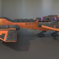 Orange And Black Cosmic Spaceship Design With Multiple Engines And Wing Structure