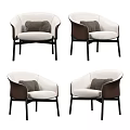 Modern Style Public Chair With White Brown Upholstered Seat And Armrest