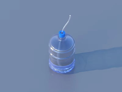 Transparent Water Bottle With Blue Lid And White Straw For Daily Use In Simple Design 3d model