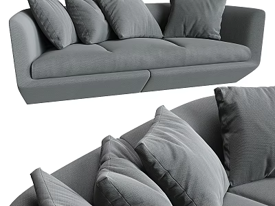 Modern Gray Sectional Sofa With Soft Plush Cushions And Comfortable Design 3d model