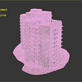 Unfinished High Rise Building Model With Grass Base And Concrete Structure 3d model