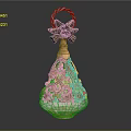 Elegant Vintage Perfume Bottle With Carved Glass Body And Floral Metal Top