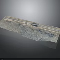 Detailed Mountain Terrain Model With Valley Ridge And Road Path