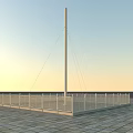 Modern Tall Pole Structure With Surrounding Fence And Stone Tiled Ground