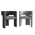 Modern Minimalist Dining Chairs In Dark And Light Gray With Square Armrests And Sleek Design