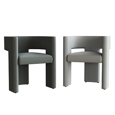 Modern Minimalist Dining Chairs In Dark And Light Gray With Square Armrests And Sleek Design 3d model