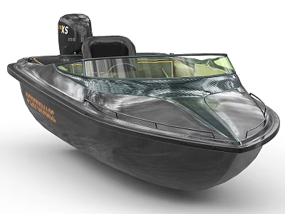 Modern Black Yacht Design With Carbon Fiber Body Transparent Windshield And Seats 3d model