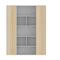 Contemporary Wooden Cabinet With Glass Shelves And Modern Storage Design